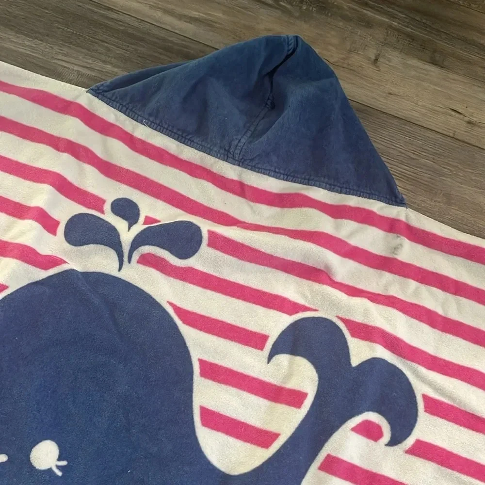 Pottery Barn Kids Stripe Whale Hooded Beach Towel Multi Pink Blue White